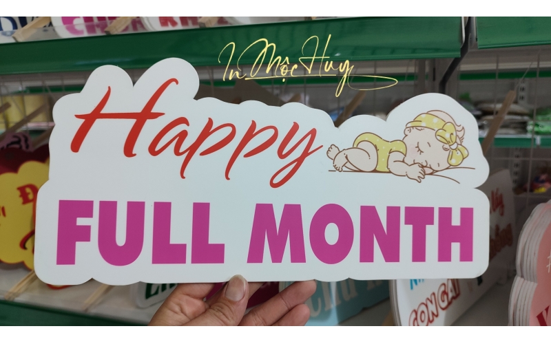 Bảng cầm tay - Happy full month (bé gái)
